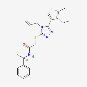 molecular formula C22H26N4OS2 B10970499 2-{[5-(4-ethyl-5-methylthiophen-3-yl)-4-(prop-2-en-1-yl)-4H-1,2,4-triazol-3-yl]sulfanyl}-N-(1-phenylethyl)acetamide 