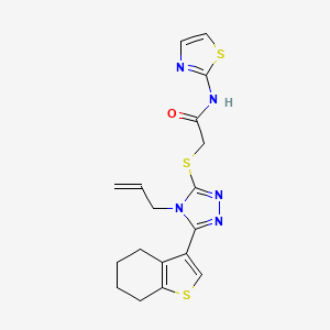 molecular formula C18H19N5OS3 B10970527 2-{[4-(prop-2-en-1-yl)-5-(4,5,6,7-tetrahydro-1-benzothiophen-3-yl)-4H-1,2,4-triazol-3-yl]sulfanyl}-N-(1,3-thiazol-2-yl)acetamide 