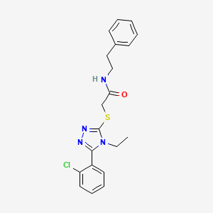 molecular formula C20H21ClN4OS B10970538 2-{[5-(2-chlorophenyl)-4-ethyl-4H-1,2,4-triazol-3-yl]sulfanyl}-N-(2-phenylethyl)acetamide 