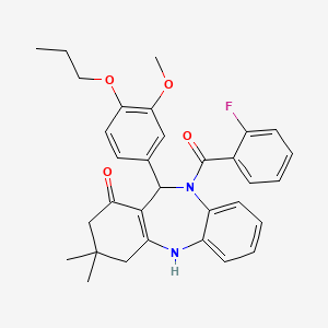 10-[(2-fluorophenyl)carbonyl]-11-(3-methoxy-4-propoxyphenyl)-3,3-dimethyl-2,3,4,5,10,11-hexahydro-1H-dibenzo[b,e][1,4]diazepin-1-one