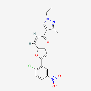 molecular formula C19H16ClN3O4 B10970678 (2Z)-3-[5-(2-chloro-5-nitrophenyl)furan-2-yl]-1-(1-ethyl-3-methyl-1H-pyrazol-4-yl)prop-2-en-1-one 