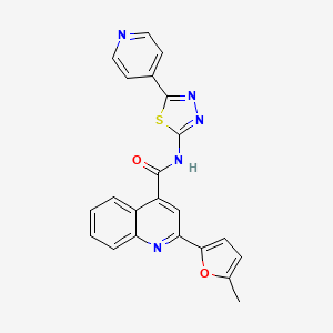 molecular formula C22H15N5O2S B10970740 2-(5-methylfuran-2-yl)-N-(5-(pyridin-4-yl)-1,3,4-thiadiazol-2-yl)quinoline-4-carboxamide 