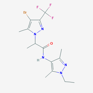 molecular formula C15H19BrF3N5O B10970761 2-[4-bromo-5-methyl-3-(trifluoromethyl)-1H-pyrazol-1-yl]-N-(1-ethyl-3,5-dimethyl-1H-pyrazol-4-yl)propanamide 