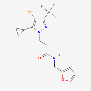 molecular formula C15H15BrF3N3O2 B10970849 3-[4-bromo-5-cyclopropyl-3-(trifluoromethyl)-1H-pyrazol-1-yl]-N-(furan-2-ylmethyl)propanamide 