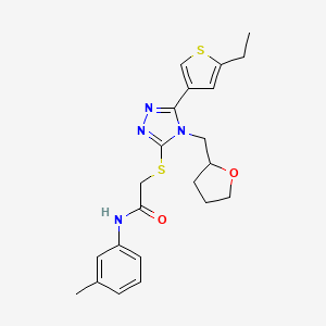 molecular formula C22H26N4O2S2 B10970891 2-{[5-(5-ethylthiophen-3-yl)-4-(tetrahydrofuran-2-ylmethyl)-4H-1,2,4-triazol-3-yl]sulfanyl}-N-(3-methylphenyl)acetamide 