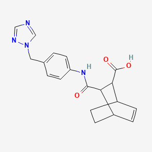 molecular formula C19H20N4O3 B10970905 3-{[4-(1H-1,2,4-triazol-1-ylmethyl)phenyl]carbamoyl}bicyclo[2.2.2]oct-5-ene-2-carboxylic acid 