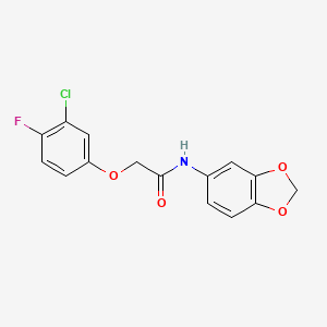 molecular formula C15H11ClFNO4 B10970981 N-(1,3-benzodioxol-5-yl)-2-(3-chloro-4-fluorophenoxy)acetamide 