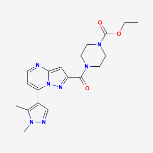 ethyl 4-{[7-(1,5-dimethyl-1H-pyrazol-4-yl)pyrazolo[1,5-a]pyrimidin-2-yl]carbonyl}piperazine-1-carboxylate