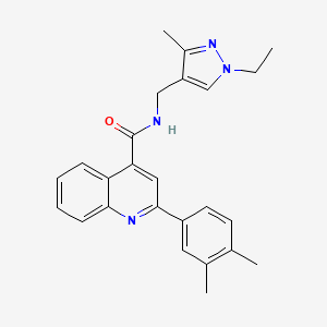 molecular formula C25H26N4O B10971001 2-(3,4-dimethylphenyl)-N-[(1-ethyl-3-methyl-1H-pyrazol-4-yl)methyl]quinoline-4-carboxamide 