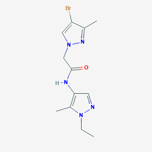 molecular formula C12H16BrN5O B10971070 2-(4-bromo-3-methyl-1H-pyrazol-1-yl)-N-(1-ethyl-5-methyl-1H-pyrazol-4-yl)acetamide 