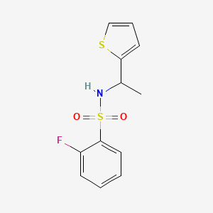 2-fluoro-N-[1-(thiophen-2-yl)ethyl]benzenesulfonamide