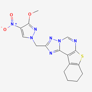 molecular formula C16H15N7O3S B10971151 2-[(3-methoxy-4-nitro-1H-pyrazol-1-yl)methyl]-8,9,10,11-tetrahydro[1]benzothieno[3,2-e][1,2,4]triazolo[1,5-c]pyrimidine 