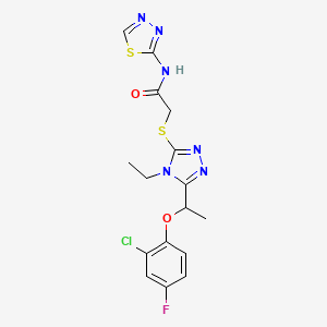 2-({5-[1-(2-chloro-4-fluorophenoxy)ethyl]-4-ethyl-4H-1,2,4-triazol-3-yl}sulfanyl)-N-(1,3,4-thiadiazol-2-yl)acetamide