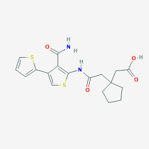 molecular formula C18H20N2O4S2 B10971213 (1-{2-[(4'-Carbamoyl-2,3'-bithiophen-5'-yl)amino]-2-oxoethyl}cyclopentyl)acetic acid 