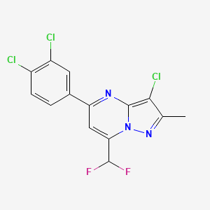 molecular formula C14H8Cl3F2N3 B10971307 3-Chloro-5-(3,4-dichlorophenyl)-7-(difluoromethyl)-2-methylpyrazolo[1,5-a]pyrimidine 