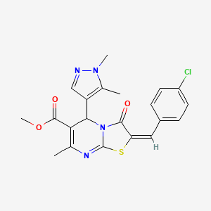 methyl (2E)-2-(4-chlorobenzylidene)-5-(1,5-dimethyl-1H-pyrazol-4-yl)-7-methyl-3-oxo-2,3-dihydro-5H-[1,3]thiazolo[3,2-a]pyrimidine-6-carboxylate