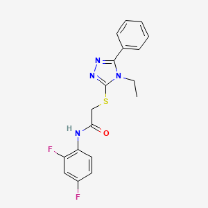 molecular formula C18H16F2N4OS B10971332 N-(2,4-difluorophenyl)-2-[(4-ethyl-5-phenyl-4H-1,2,4-triazol-3-yl)sulfanyl]acetamide 