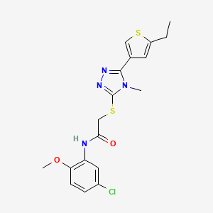 molecular formula C18H19ClN4O2S2 B10971356 N-(5-chloro-2-methoxyphenyl)-2-{[5-(5-ethylthiophen-3-yl)-4-methyl-4H-1,2,4-triazol-3-yl]sulfanyl}acetamide 