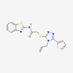 molecular formula C18H15N5OS3 B10971467 N-(1,3-benzothiazol-2-yl)-2-{[4-(prop-2-en-1-yl)-5-(thiophen-2-yl)-4H-1,2,4-triazol-3-yl]sulfanyl}acetamide 