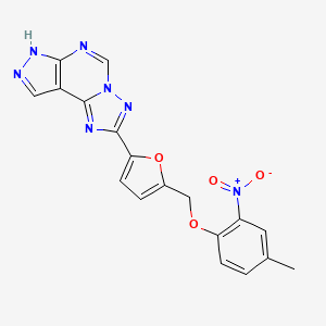 molecular formula C18H13N7O4 B10971495 2-{5-[(4-Methyl-2-nitrophenoxy)methyl]-2-furyl}-7H-pyrazolo[4,3-E][1,2,4]triazolo[1,5-C]pyrimidine 