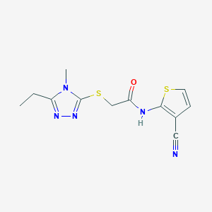 molecular formula C12H13N5OS2 B10971522 N-(3-cyanothiophen-2-yl)-2-[(5-ethyl-4-methyl-4H-1,2,4-triazol-3-yl)sulfanyl]acetamide 