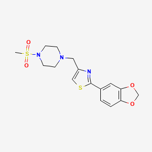 molecular formula C16H19N3O4S2 B10971558 1-{[2-(1,3-Benzodioxol-5-yl)-1,3-thiazol-4-yl]methyl}-4-(methylsulfonyl)piperazine 