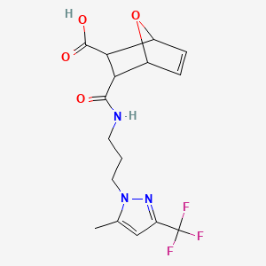 molecular formula C16H18F3N3O4 B10971581 3-({3-[5-methyl-3-(trifluoromethyl)-1H-pyrazol-1-yl]propyl}carbamoyl)-7-oxabicyclo[2.2.1]hept-5-ene-2-carboxylic acid 