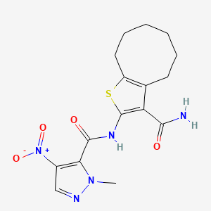 N-(3-carbamoyl-4,5,6,7,8,9-hexahydrocycloocta[b]thiophen-2-yl)-1-methyl-4-nitro-1H-pyrazole-5-carboxamide