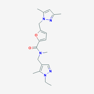 molecular formula C19H25N5O2 B10971615 5-[(3,5-dimethyl-1H-pyrazol-1-yl)methyl]-N-[(1-ethyl-5-methyl-1H-pyrazol-4-yl)methyl]-N-methylfuran-2-carboxamide 