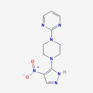 molecular formula C11H13N7O2 B10971627 2-[4-(4-nitro-1H-pyrazol-5-yl)piperazin-1-yl]pyrimidine 