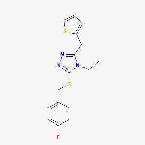 molecular formula C16H16FN3S2 B10971682 4-ethyl-3-[(4-fluorobenzyl)sulfanyl]-5-(thiophen-2-ylmethyl)-4H-1,2,4-triazole 