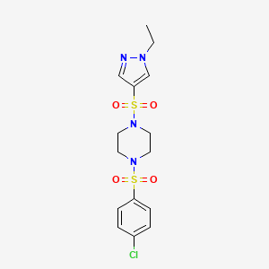 molecular formula C15H19ClN4O4S2 B10971692 1-[(4-chlorophenyl)sulfonyl]-4-[(1-ethyl-1H-pyrazol-4-yl)sulfonyl]piperazine 