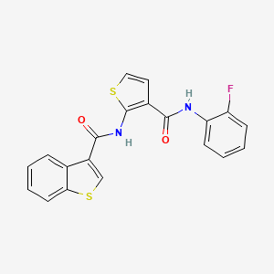 molecular formula C20H13FN2O2S2 B10971725 N-{3-[(2-fluorophenyl)carbamoyl]thiophen-2-yl}-1-benzothiophene-3-carboxamide 