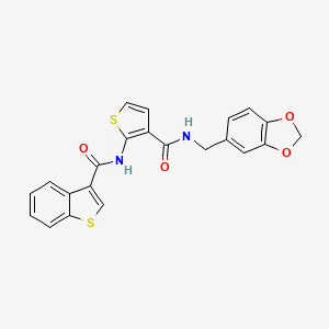 N-{3-[(1,3-benzodioxol-5-ylmethyl)carbamoyl]thiophen-2-yl}-1-benzothiophene-3-carboxamide