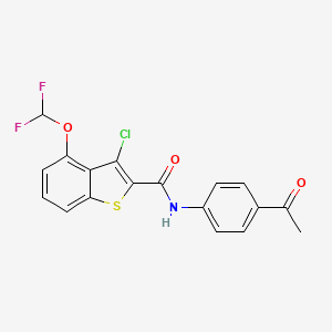 molecular formula C18H12ClF2NO3S B10971772 N-(4-acetylphenyl)-3-chloro-4-(difluoromethoxy)-1-benzothiophene-2-carboxamide 