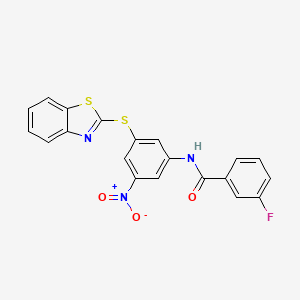 N-[3-(1,3-benzothiazol-2-ylsulfanyl)-5-nitrophenyl]-3-fluorobenzamide