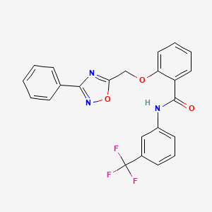 molecular formula C23H16F3N3O3 B10971947 2-[(3-phenyl-1,2,4-oxadiazol-5-yl)methoxy]-N-[3-(trifluoromethyl)phenyl]benzamide 