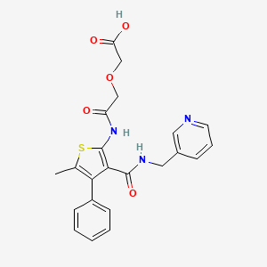 molecular formula C22H21N3O5S B10971961 [2-({5-Methyl-4-phenyl-3-[(pyridin-3-ylmethyl)carbamoyl]thiophen-2-yl}amino)-2-oxoethoxy]acetic acid 