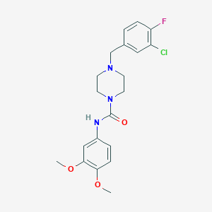 molecular formula C20H23ClFN3O3 B10972043 4-(3-chloro-4-fluorobenzyl)-N-(3,4-dimethoxyphenyl)piperazine-1-carboxamide 