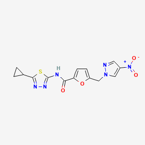 molecular formula C14H12N6O4S B10972049 N-(5-cyclopropyl-1,3,4-thiadiazol-2-yl)-5-[(4-nitro-1H-pyrazol-1-yl)methyl]furan-2-carboxamide 