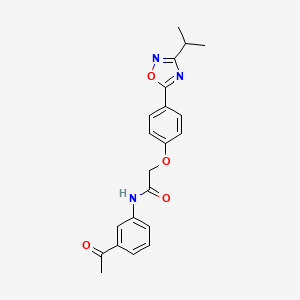 molecular formula C21H21N3O4 B10972098 N-(3-acetylphenyl)-2-{4-[3-(propan-2-yl)-1,2,4-oxadiazol-5-yl]phenoxy}acetamide 