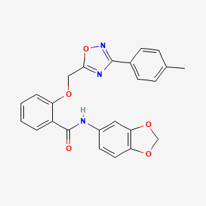 molecular formula C24H19N3O5 B10972114 N-(1,3-benzodioxol-5-yl)-2-{[3-(4-methylphenyl)-1,2,4-oxadiazol-5-yl]methoxy}benzamide 