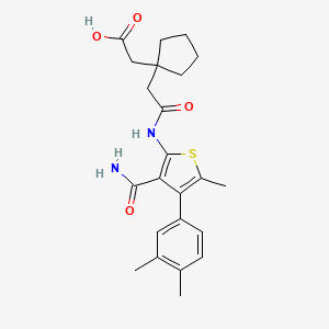 [1-(2-{[3-Carbamoyl-4-(3,4-dimethylphenyl)-5-methylthiophen-2-yl]amino}-2-oxoethyl)cyclopentyl]acetic acid