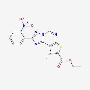 molecular formula C17H13N5O4S B10972166 Ethyl 9-methyl-2-(2-nitrophenyl)thieno[3,2-e][1,2,4]triazolo[1,5-c]pyrimidine-8-carboxylate 