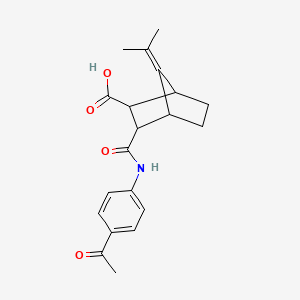 molecular formula C20H23NO4 B10972200 3-[(4-Acetylphenyl)carbamoyl]-7-(propan-2-ylidene)bicyclo[2.2.1]heptane-2-carboxylic acid 