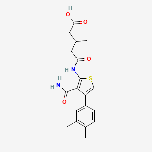 5-{[3-Carbamoyl-4-(3,4-dimethylphenyl)thiophen-2-yl]amino}-3-methyl-5-oxopentanoic acid