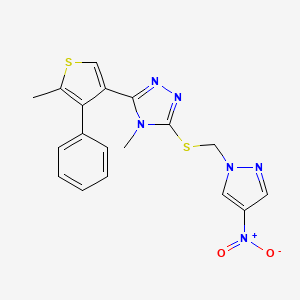 4-methyl-3-(5-methyl-4-phenylthiophen-3-yl)-5-{[(4-nitro-1H-pyrazol-1-yl)methyl]sulfanyl}-4H-1,2,4-triazole