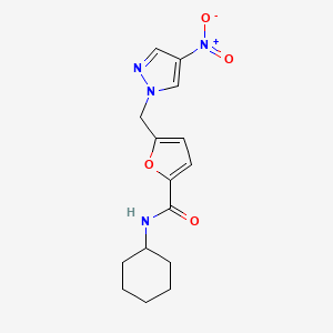 molecular formula C15H18N4O4 B10972244 N-cyclohexyl-5-[(4-nitro-1H-pyrazol-1-yl)methyl]furan-2-carboxamide 