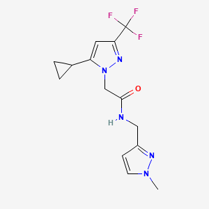 2-[5-cyclopropyl-3-(trifluoromethyl)-1H-pyrazol-1-yl]-N-[(1-methyl-1H-pyrazol-3-yl)methyl]acetamide