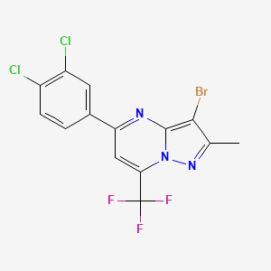 molecular formula C14H7BrCl2F3N3 B10972279 3-Bromo-5-(3,4-dichlorophenyl)-2-methyl-7-(trifluoromethyl)pyrazolo[1,5-a]pyrimidine 